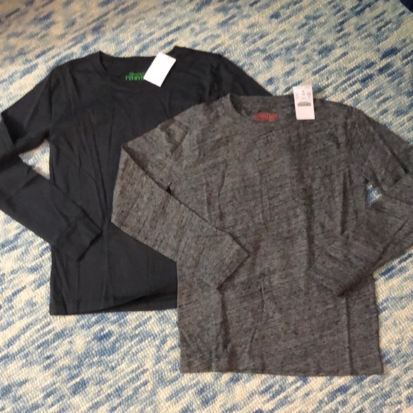 J.Crew boy size 8 long sleeve tees in black and grey NWTS